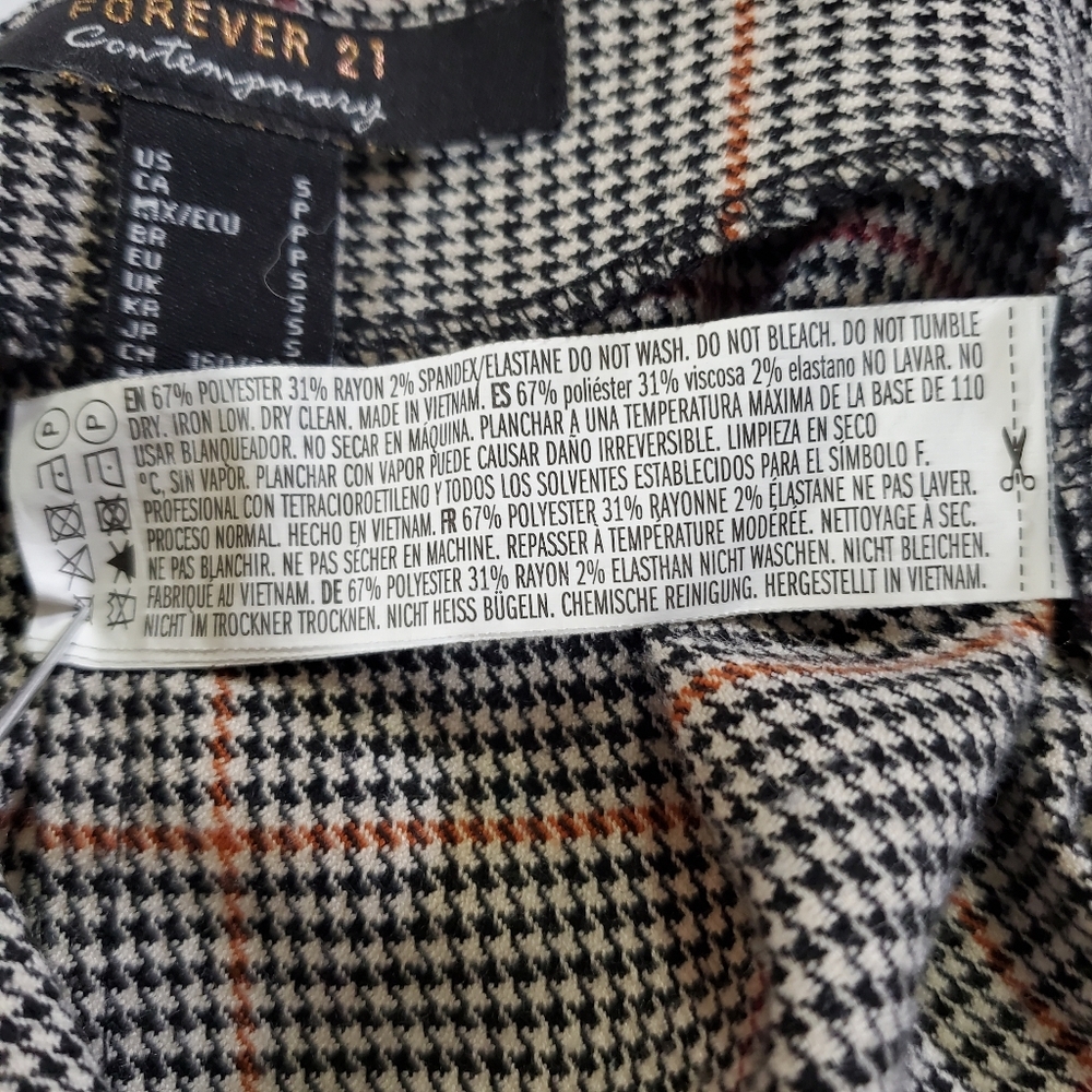 2474 * Forever 21 Contemporary Houndstooth Print Mini Skirt Black White Size S - Picture 4 of 8